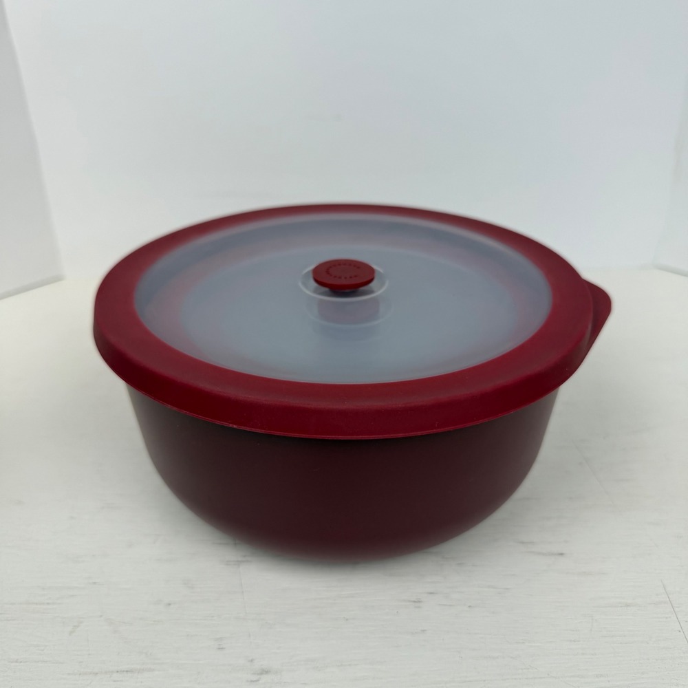 Curtis Stone 8-Piece Mixing Bowl Set Red Vented Airtight Lids Nesting BPA-Free
